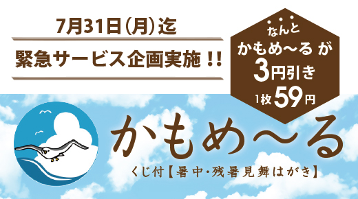 緊急サービス企画 6月30日迄 かもめーる59円